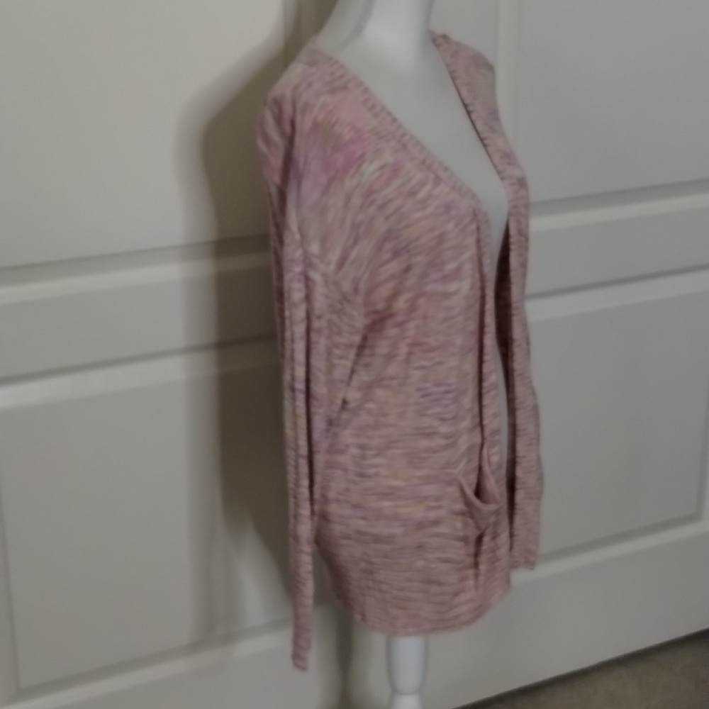 Sundance multicolor pink slub open cardigan sweater w/tiny vented sleeves large - Picture 3 of 10